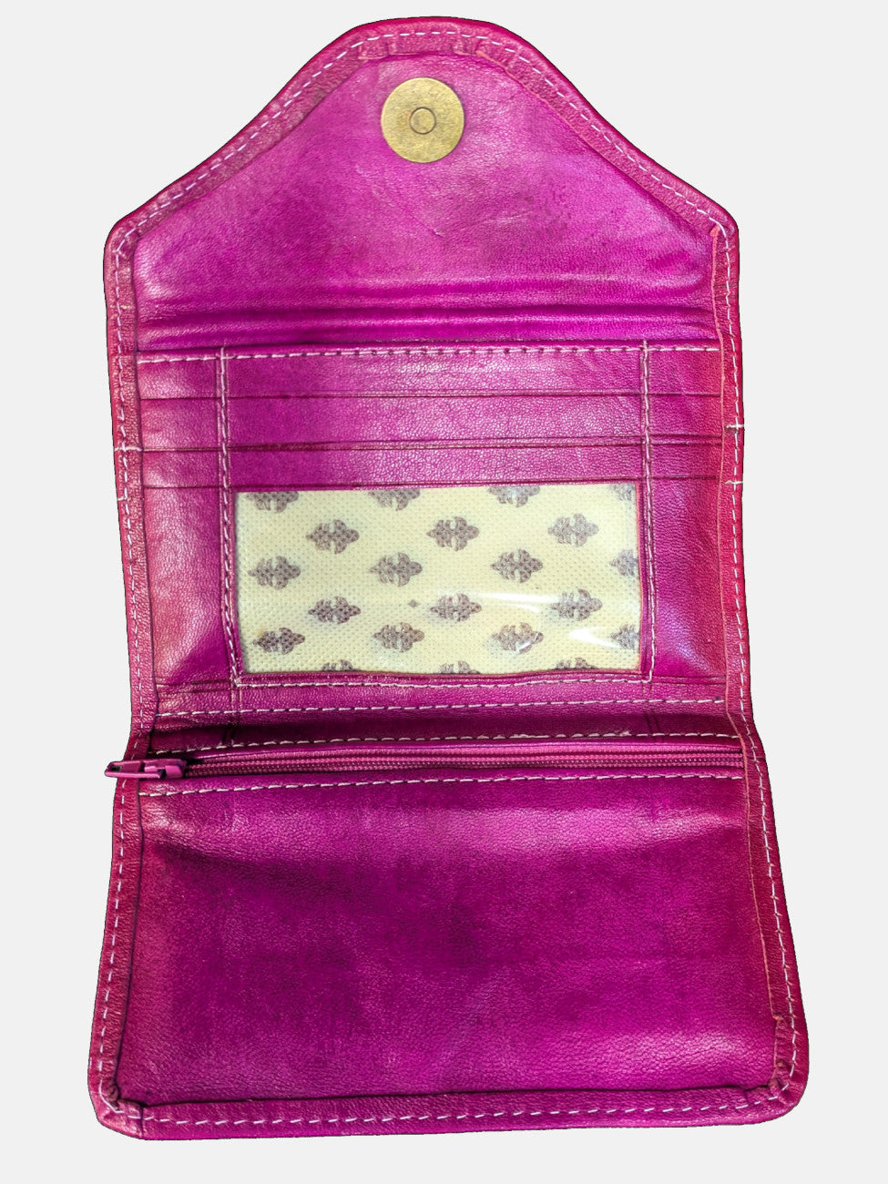 Second - Small Leather Tri-Fold Purse Pink