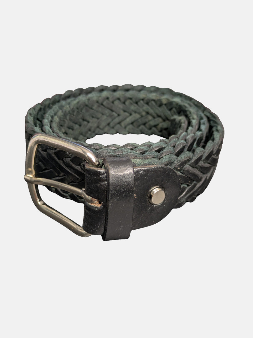 Black Braided Leather Belt