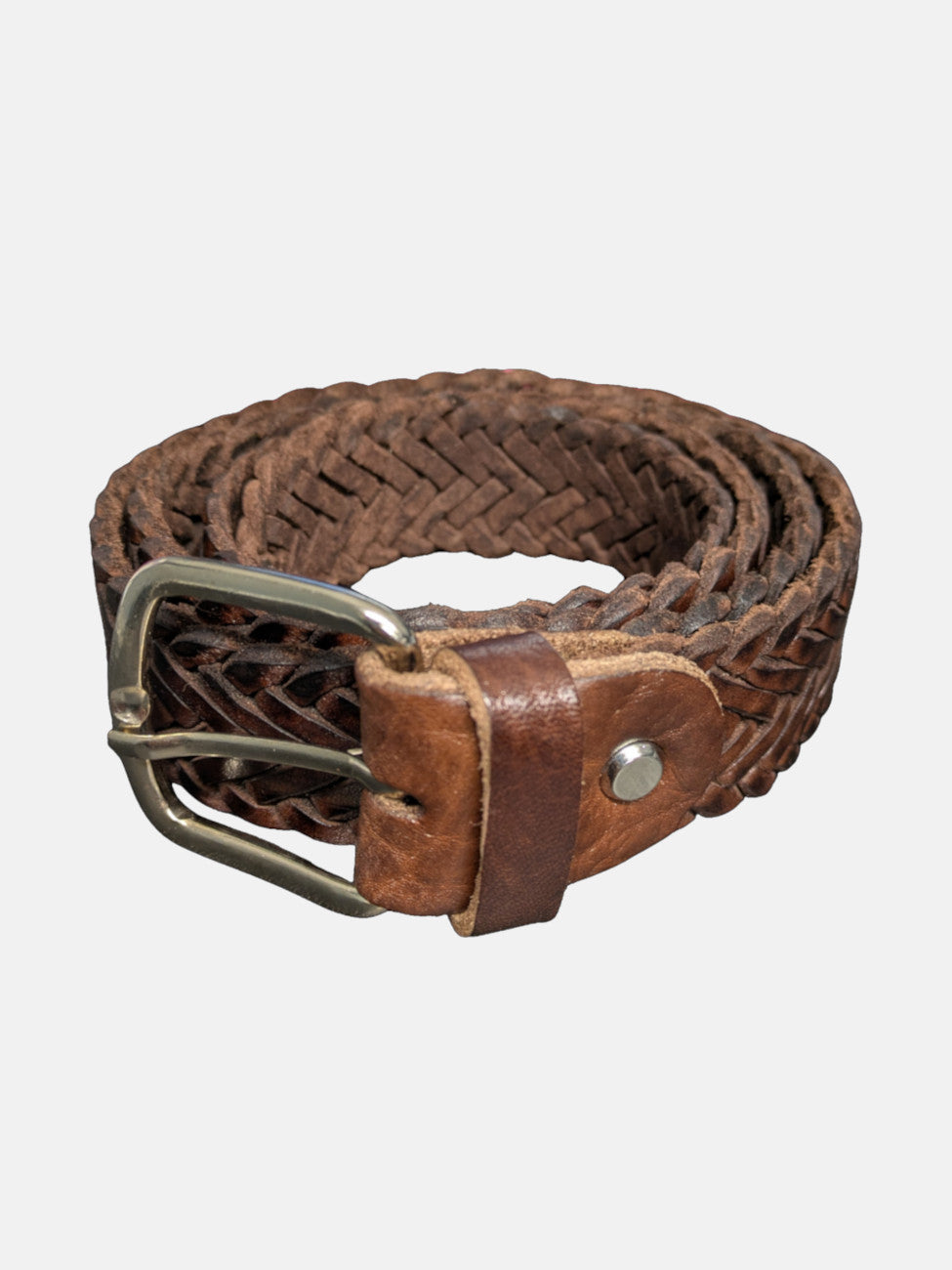 Brown Braided Leather Belt