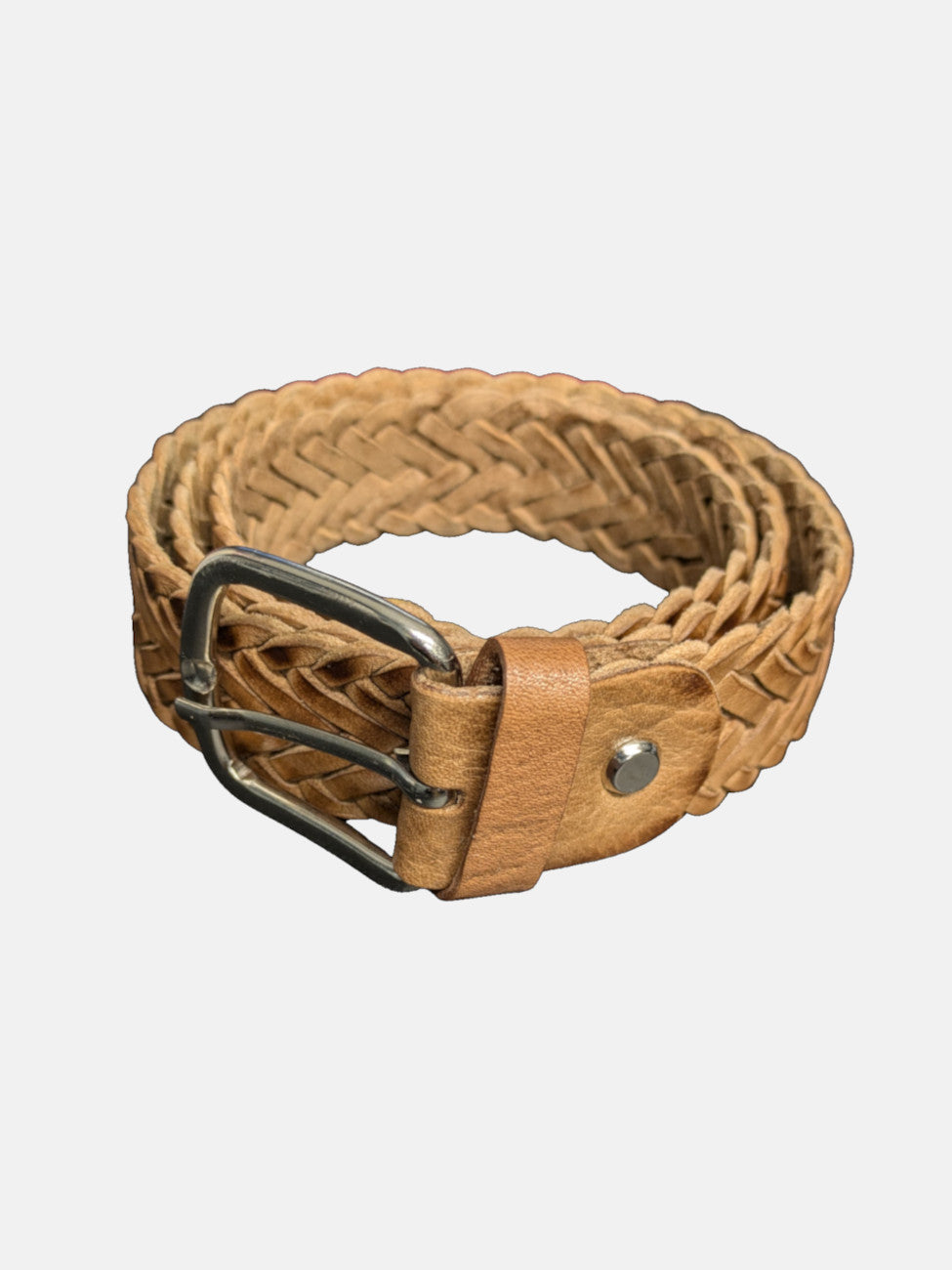 Tan Braided Leather Belt