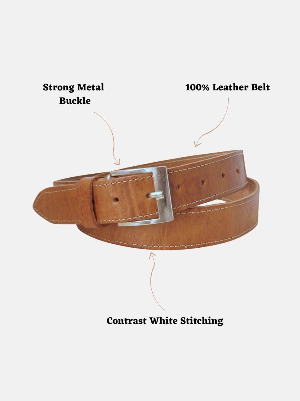 Tan Leather Belt - Narrow Width