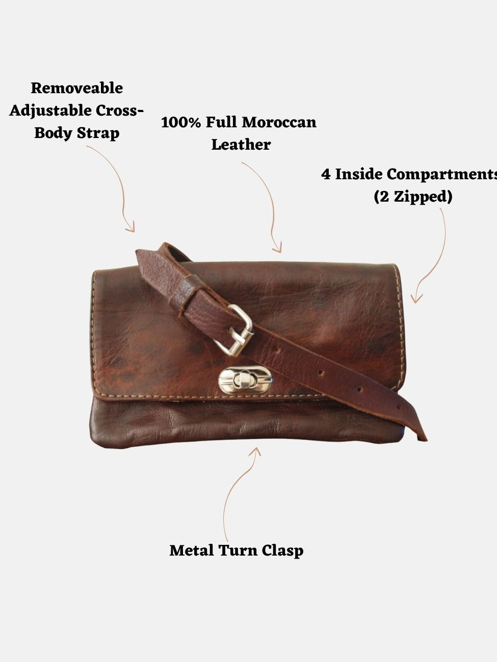 Sac à bandoulière doux Kenitra en marron foncé