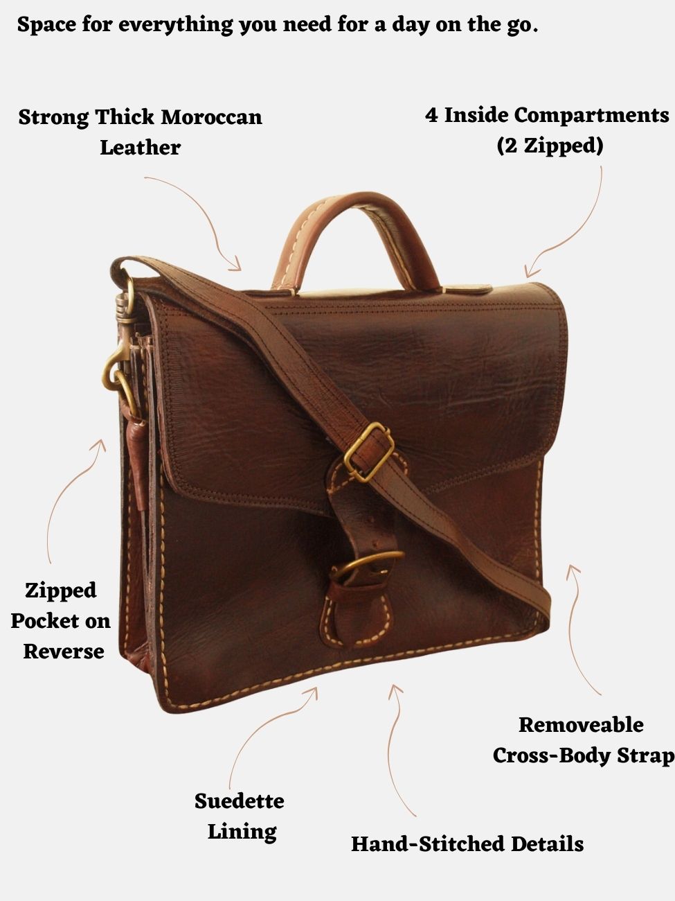 حقيبة Marrakech الصغيرة بلون البني الداكن