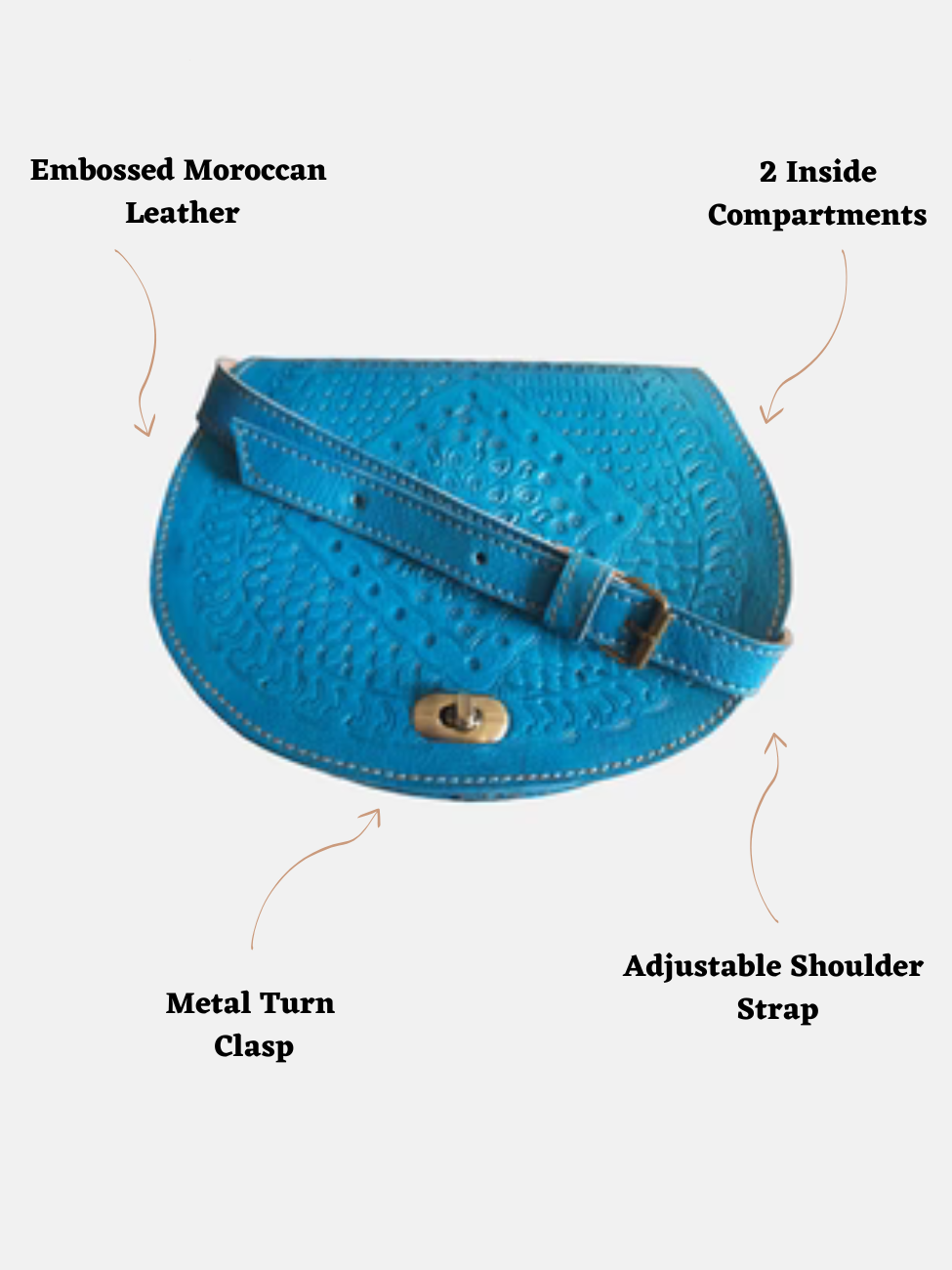 The Temara Embossed Saddle Bag in Bright Blue