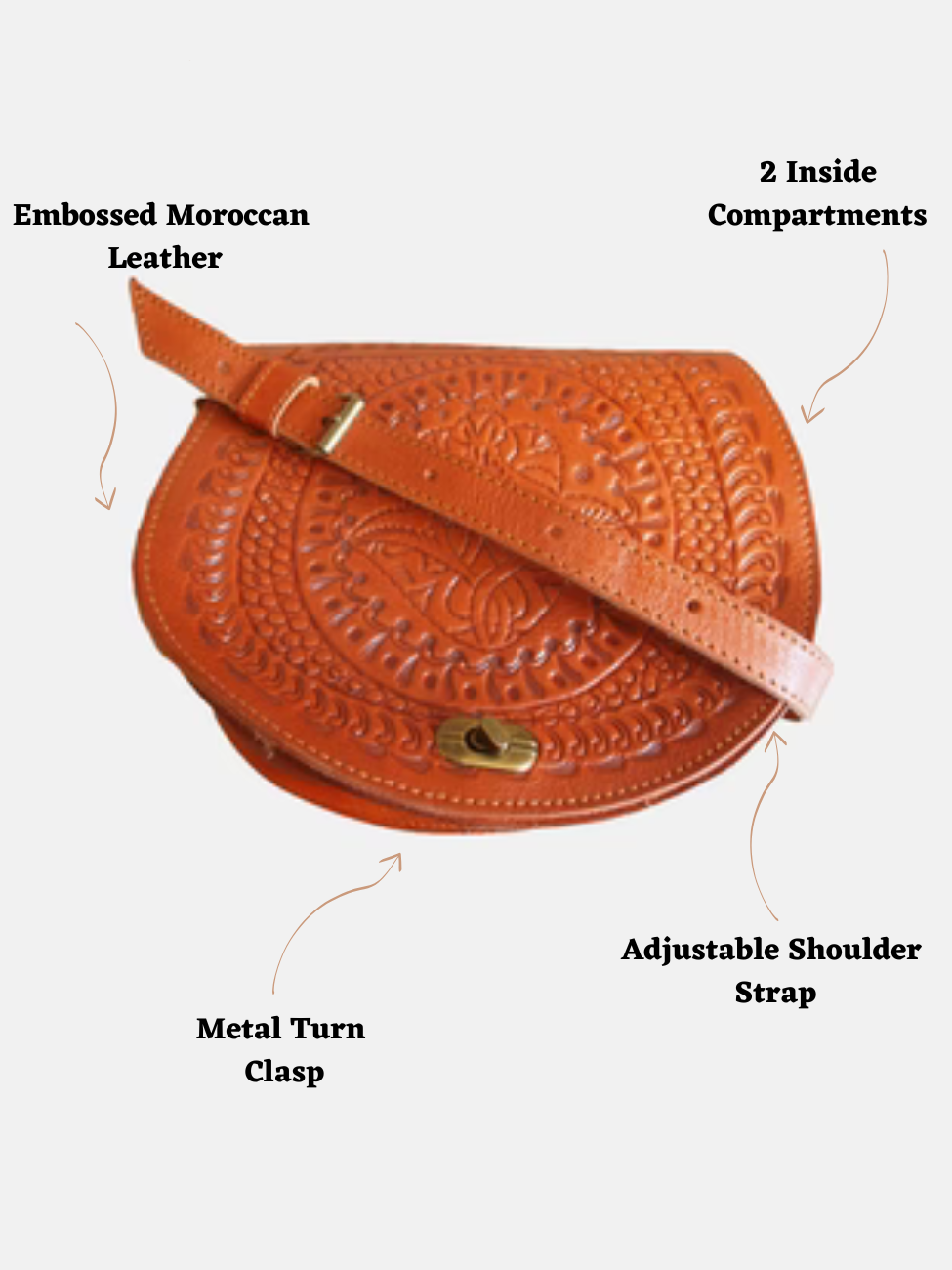 حقيبة السرج المنقوشة تمارة باللون البني الفاتح