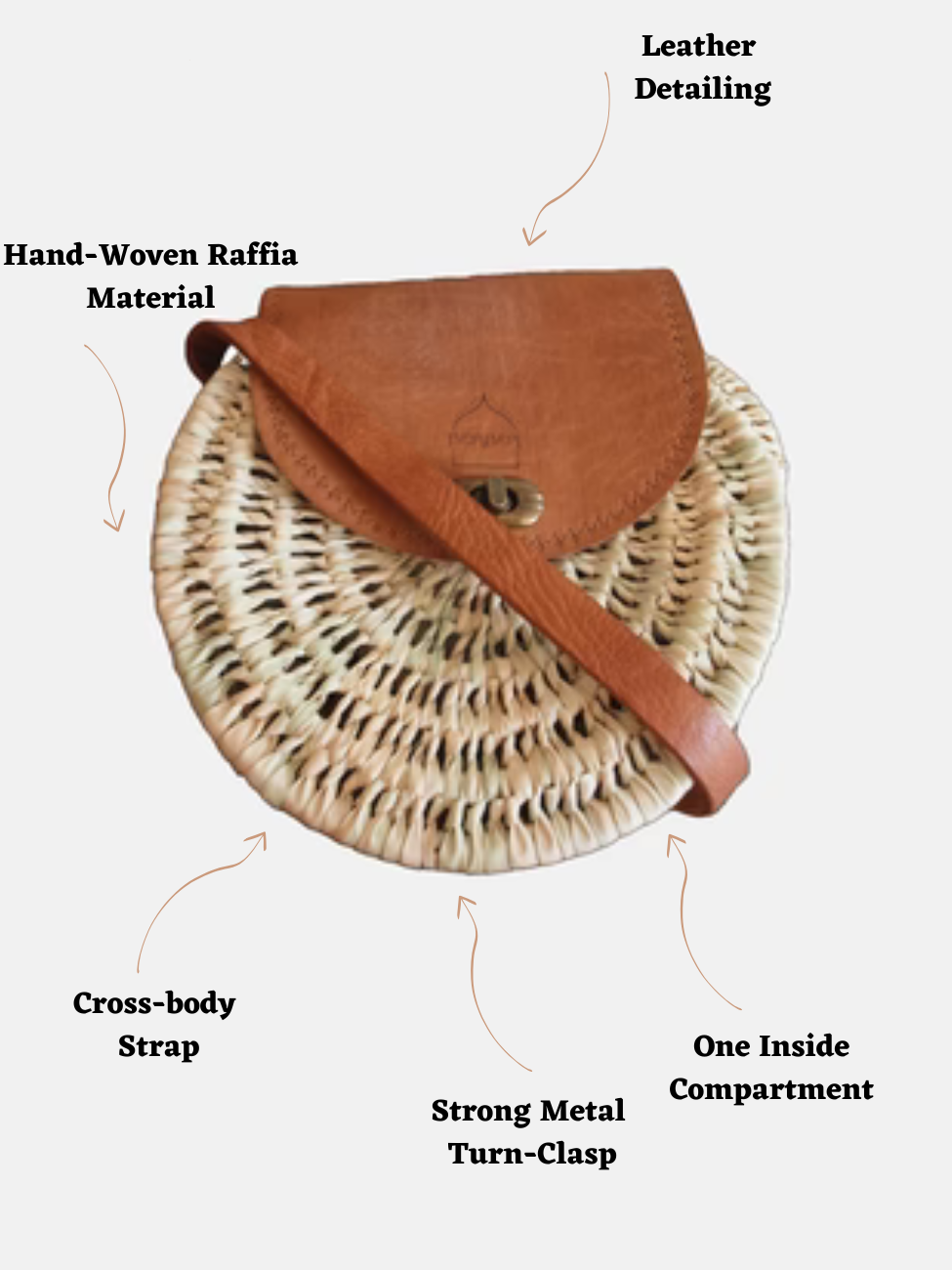 The Safi Rattan Round Bag - Loose Weave