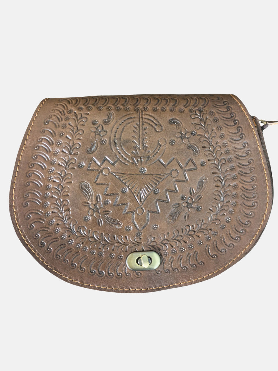 The Temara Embossed Saddle Bag in Brown