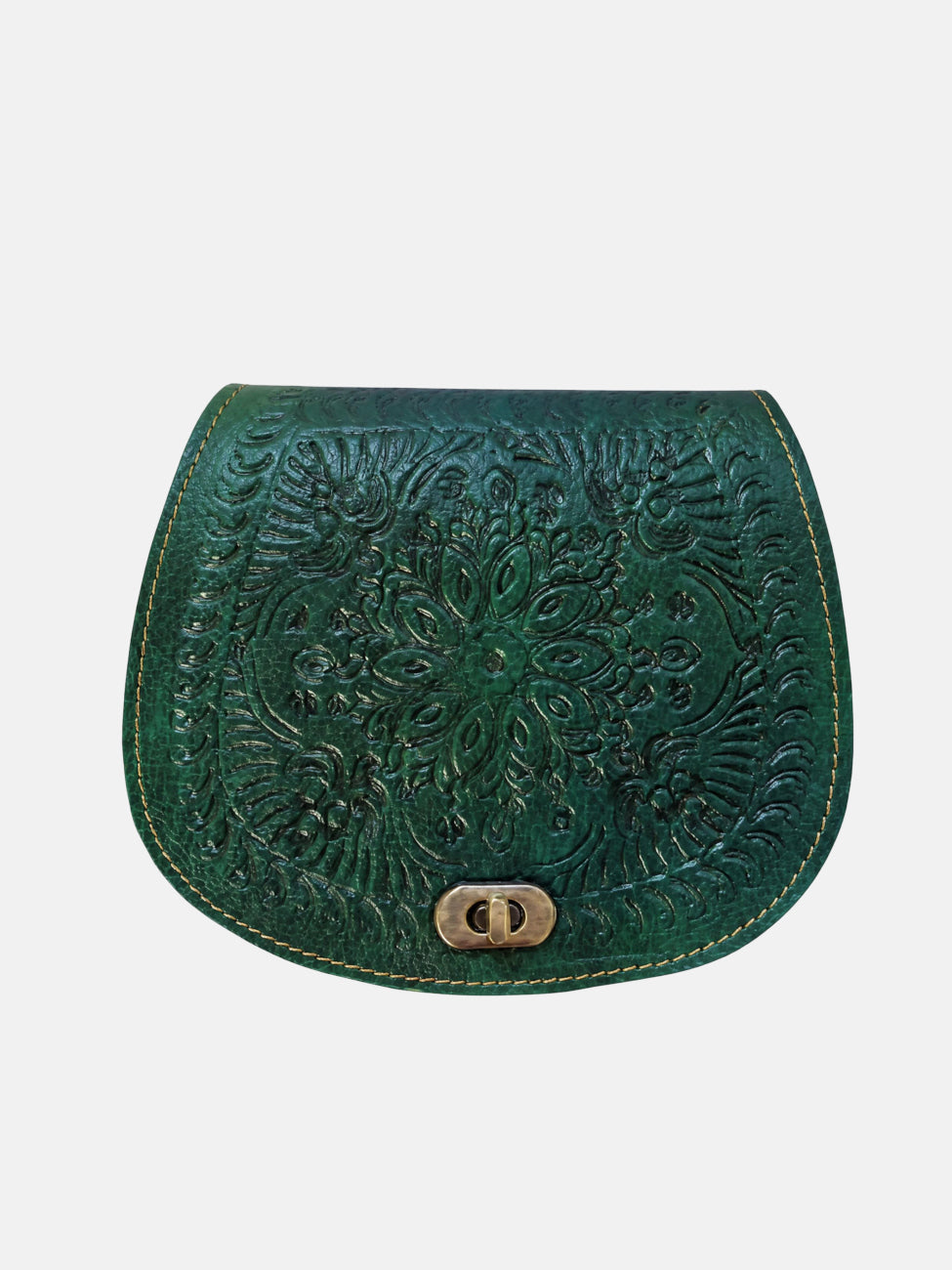 The Temara Small Embossed Saddle Bag in Teal