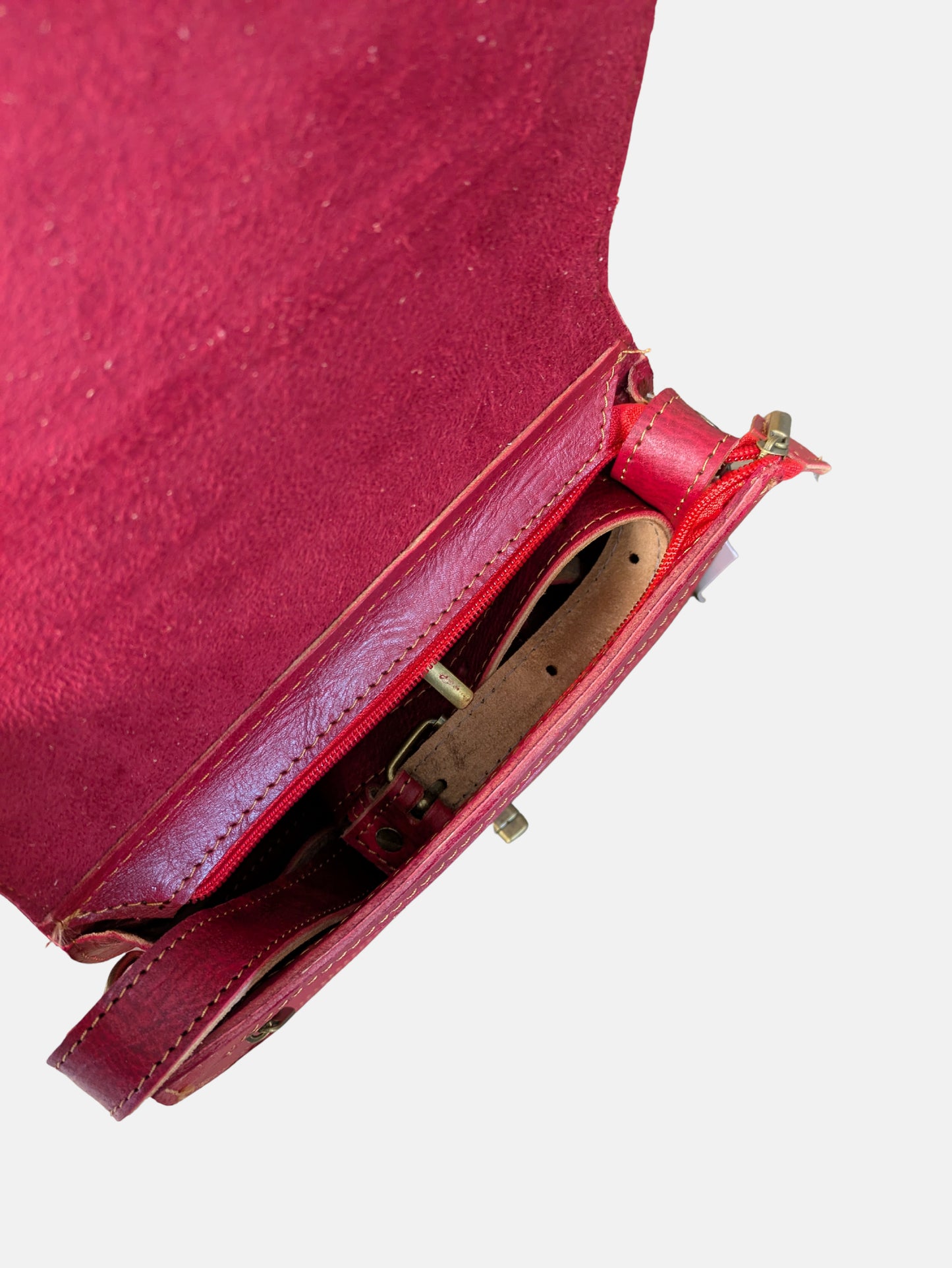 Second - Temara Embossed Saddle Bag in Red