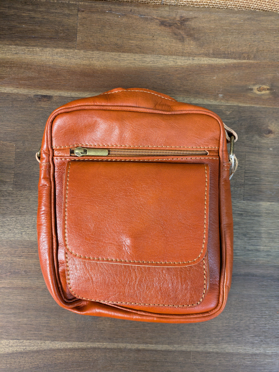 Sample - Small Messenger Bag in Light Brown with Front Pocket