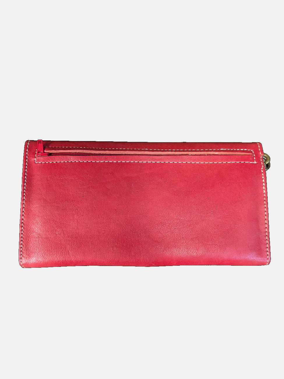 Second - Leather Tri-Fold Purse Red