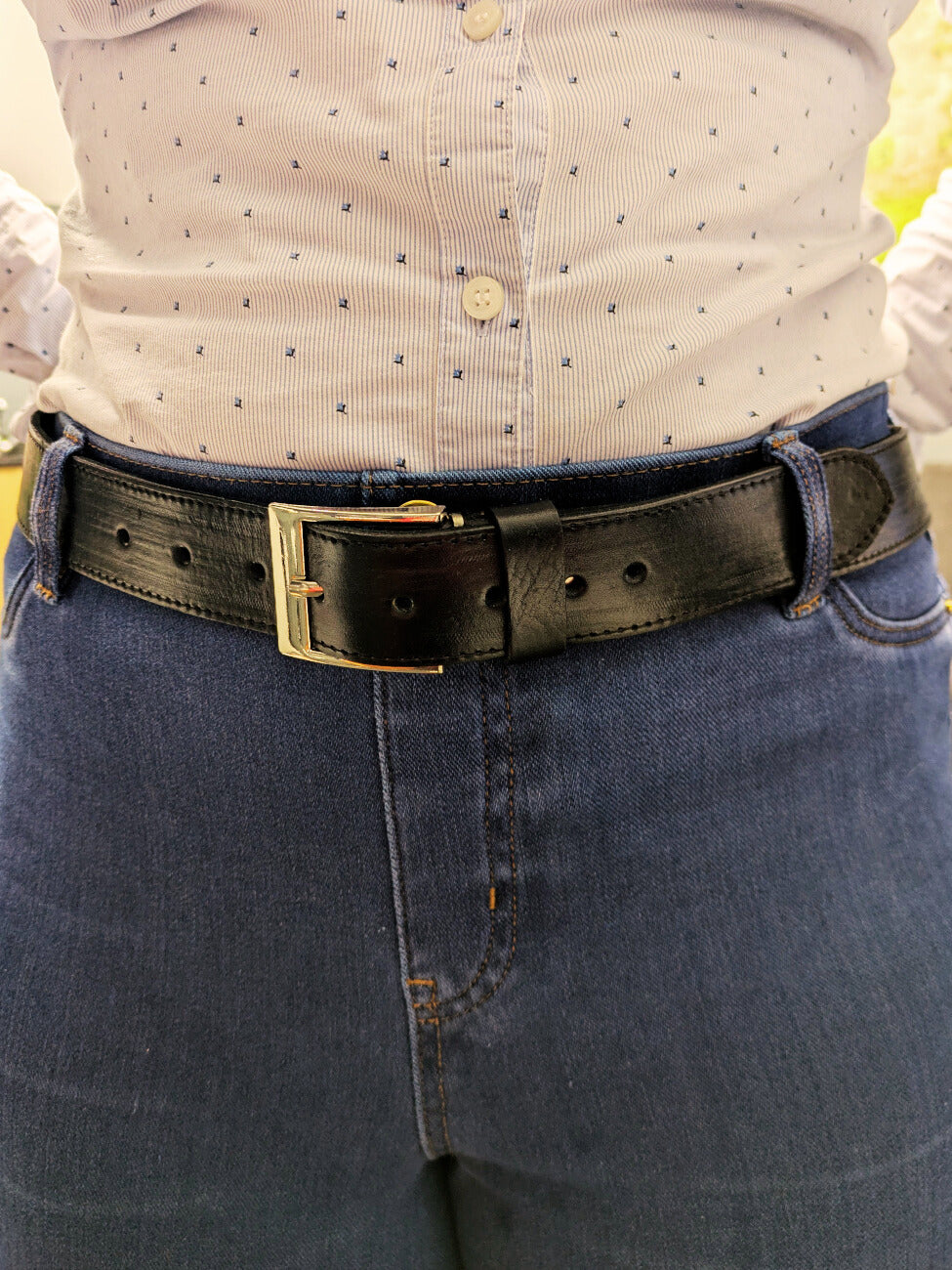 Black Leather Belt - Narrow Width