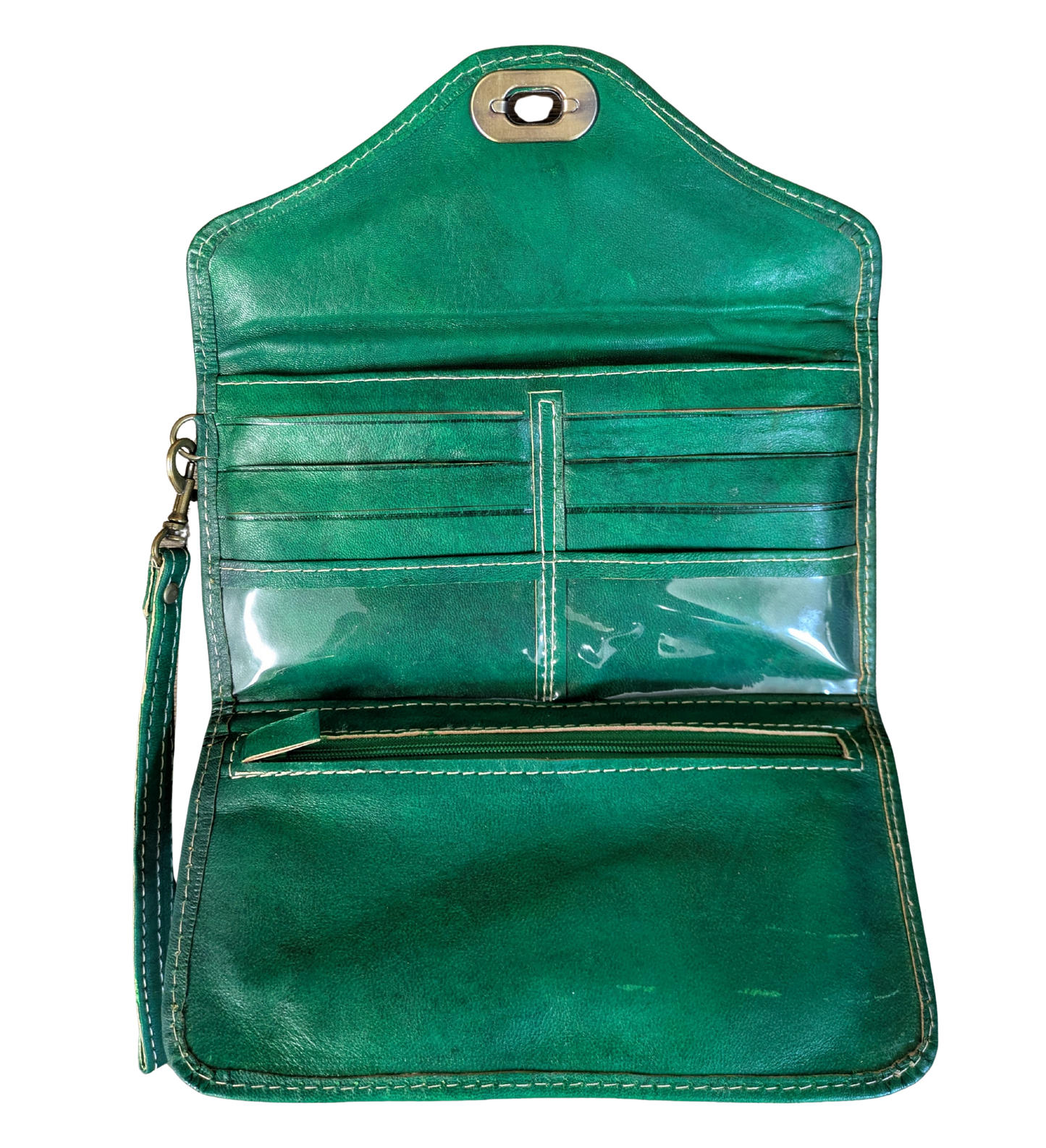 Second - Leather Tri-Fold Purse Green