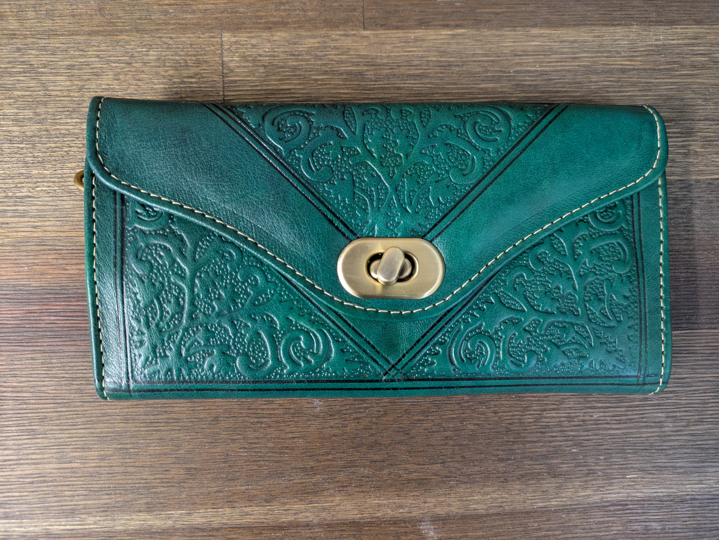 Second - Leather Tri-Fold Purse Teal