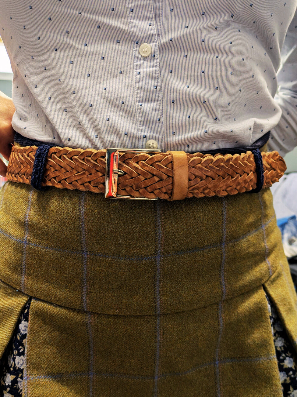 Tan Braided Leather Belt