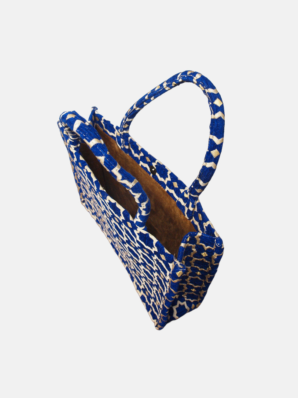 Marokkaanse stoffen tas met geometrische print in blauw