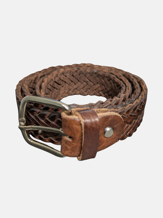 Brown Braided Leather Belt