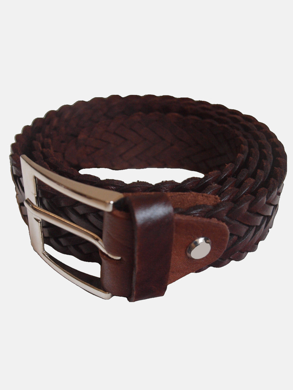 Braided Leather Belt in Brown