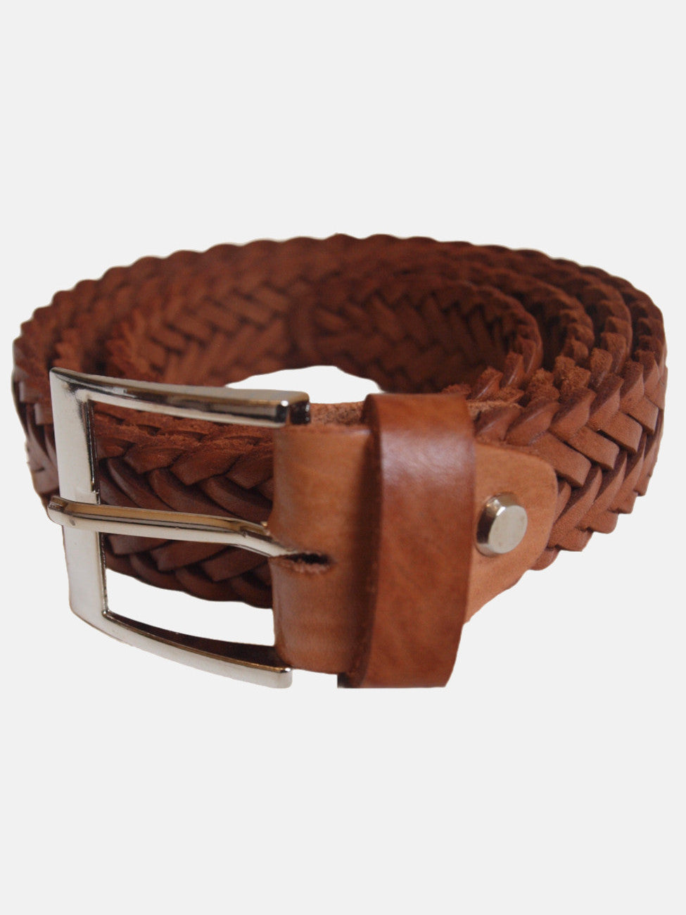 Braided Leather Belt in Tan