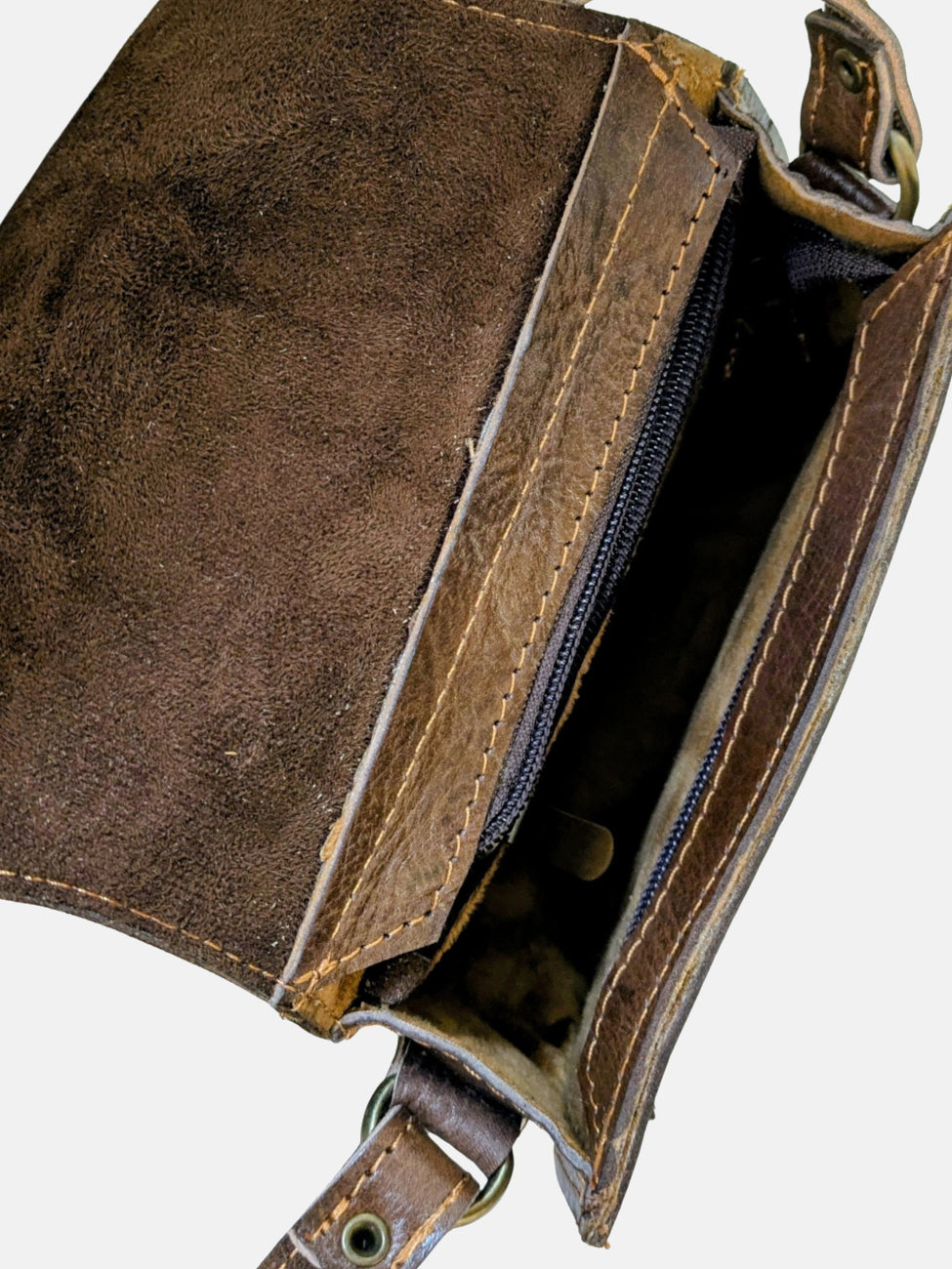 The Temara Small Embossed Saddle Bag in Brown