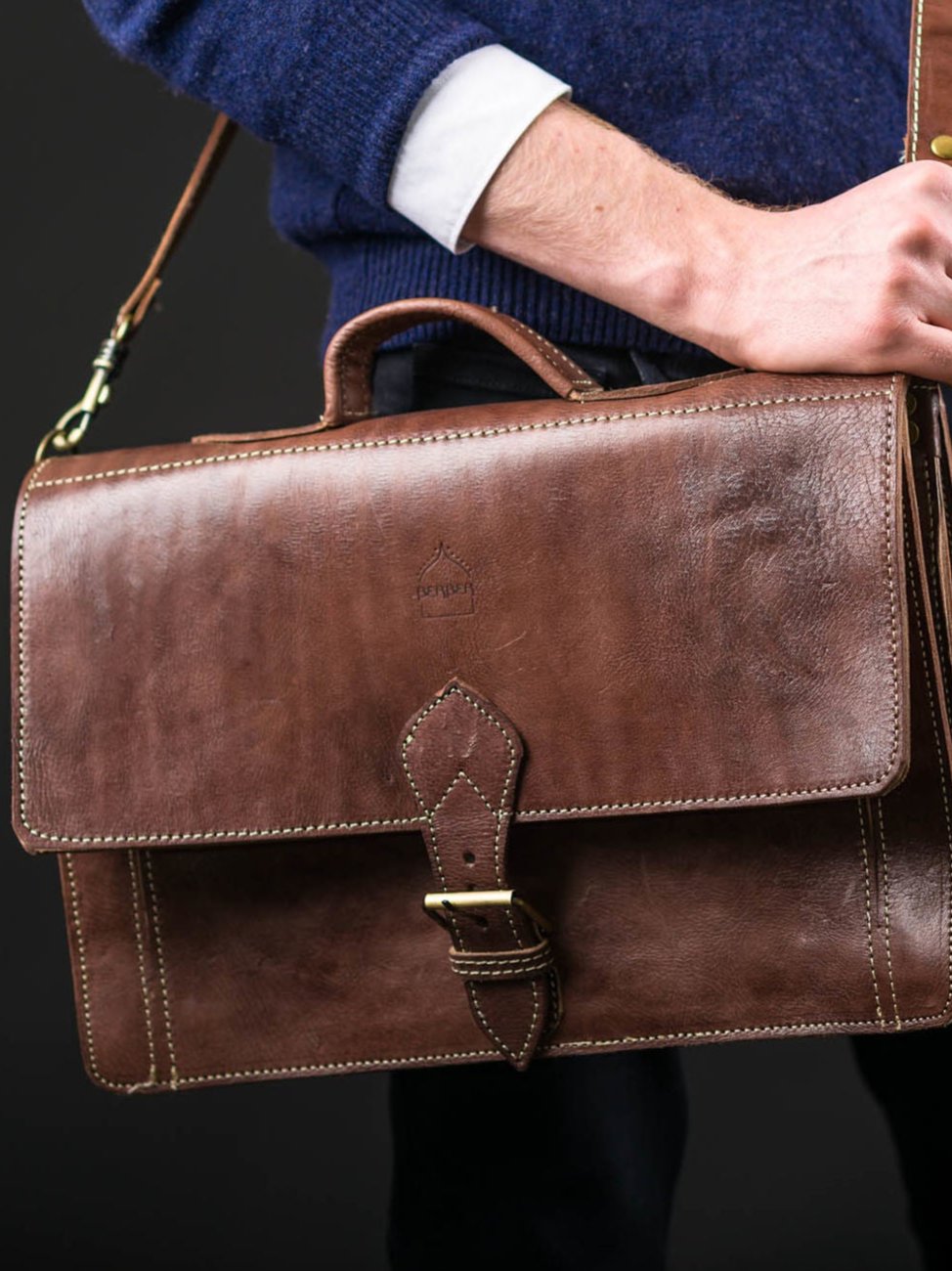 Casablanca Leather Satchel Dark Brown Lifestyle