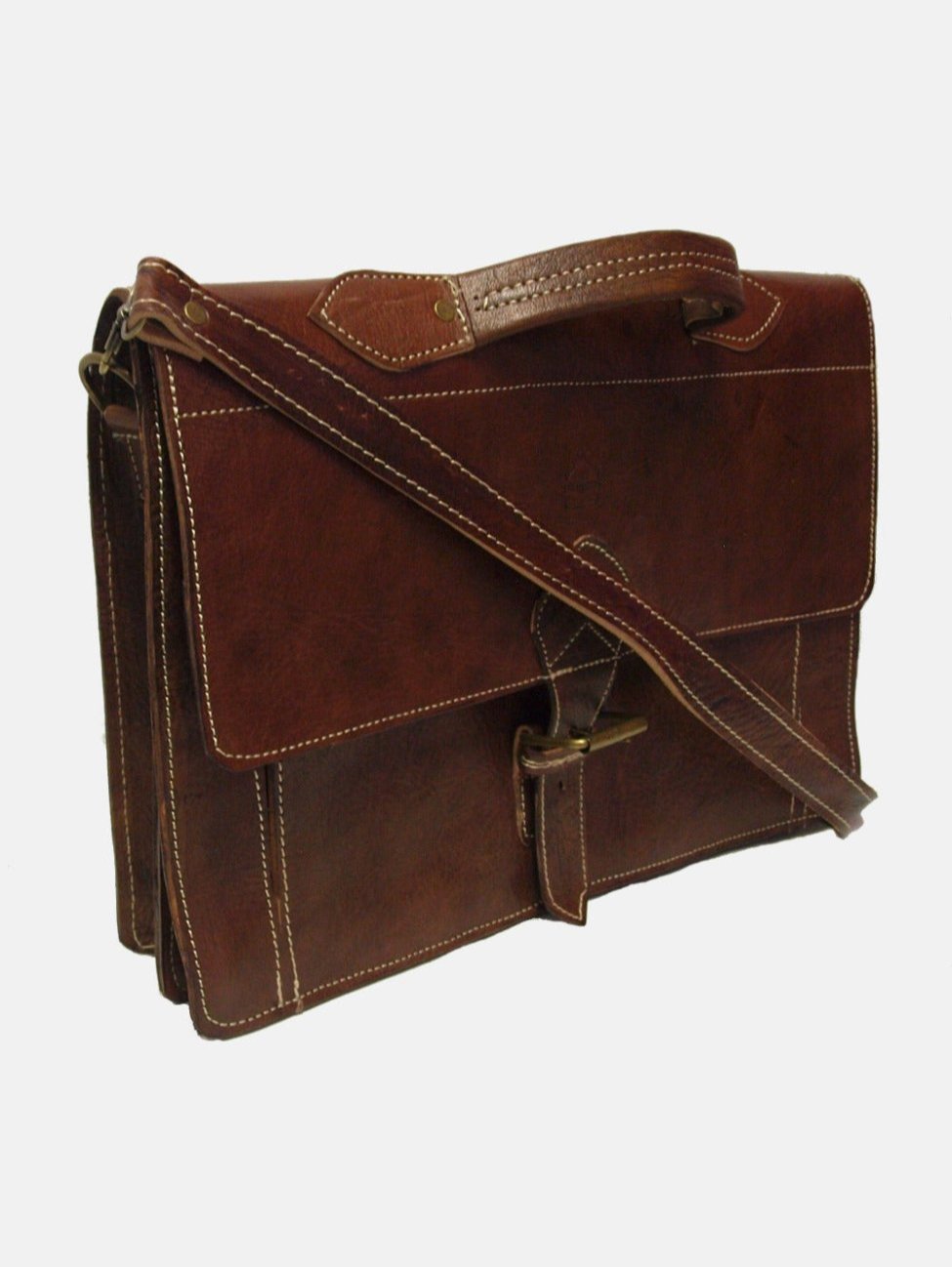 Casablanca Leather Satchel Dark Brown with Strap