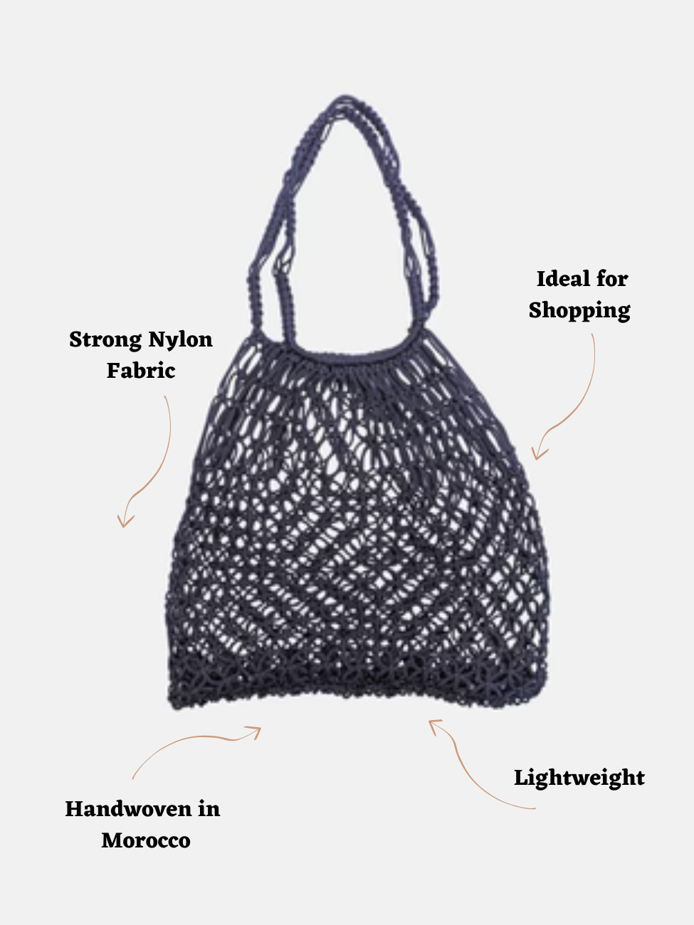 The Nador Macrame Tote in Navy