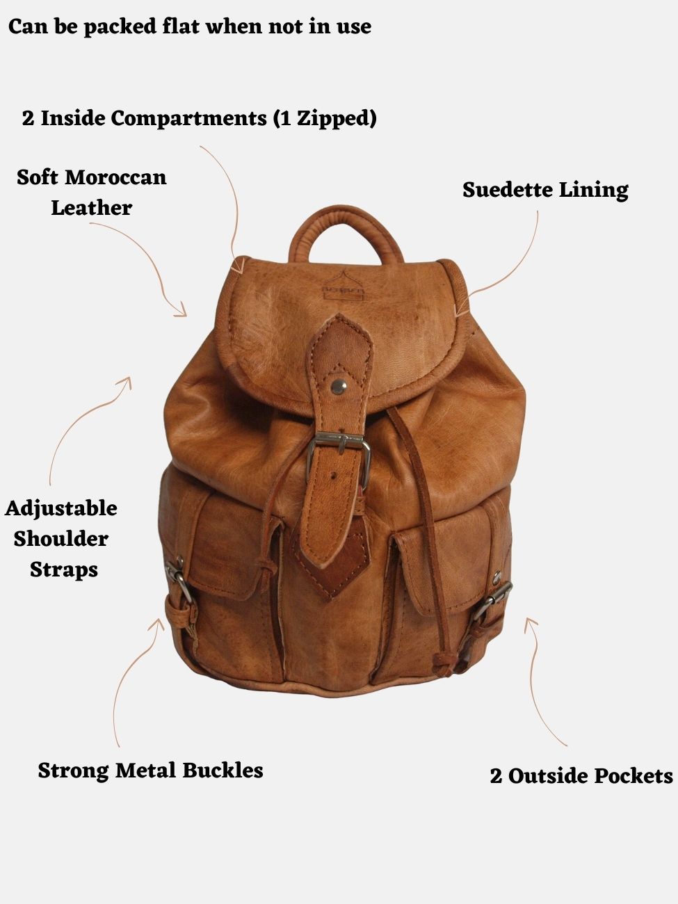 The Larache Small Rucksack in Tan