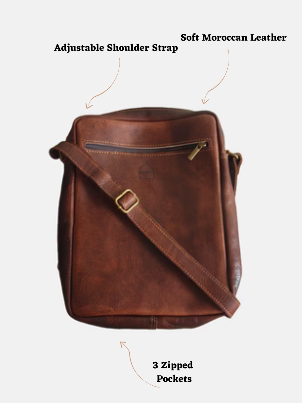 De Martil Large Messenger Bag in donkerbruin 