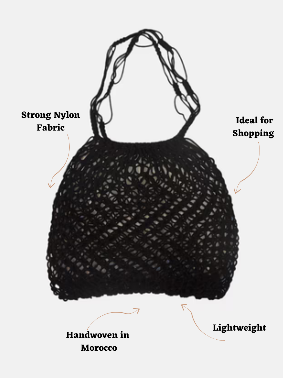 The Nador Macrame Tote in Black