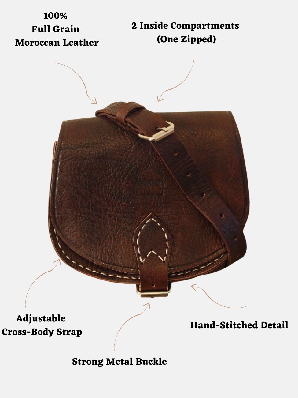 The Temara Small Saddle Bag in Dark Brown