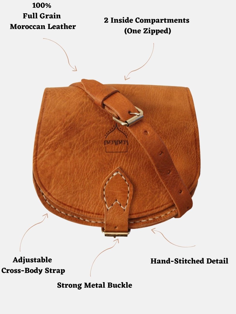 The Temara Small Half-Moon Saddle Bag in Tan