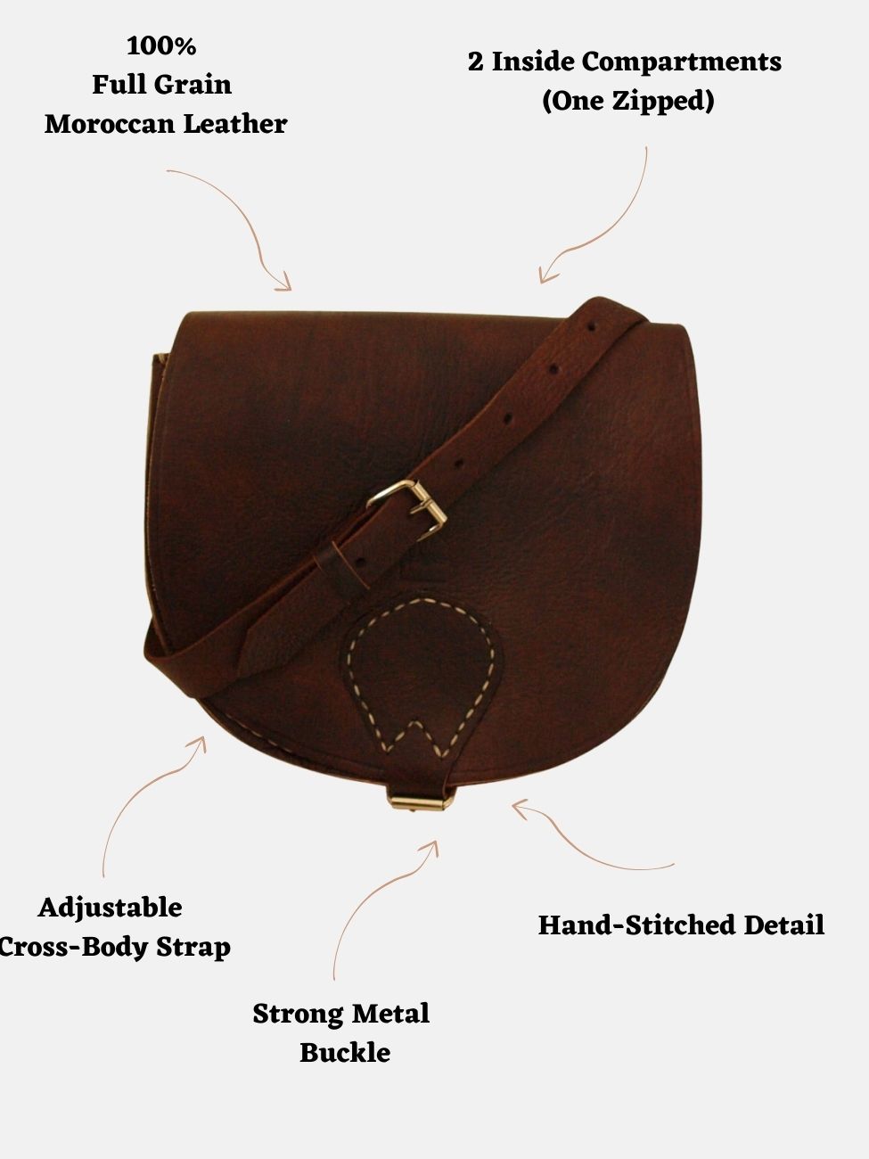 The Temara Large Saddle Bag in Dark Brown