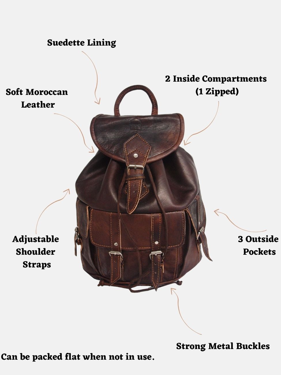 The Larache Large Rucksack in Dark Brown