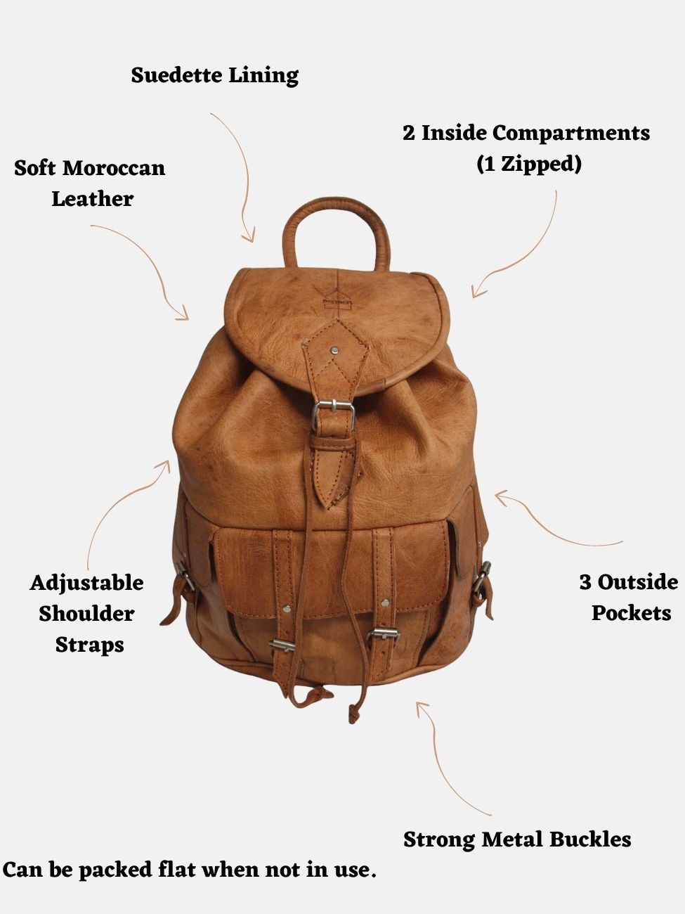 The Larache Large Rucksack in  tan