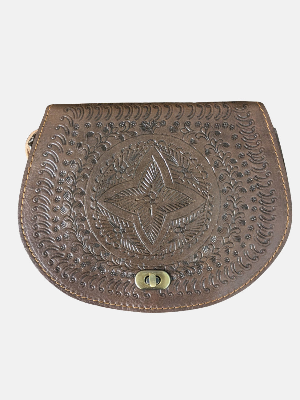 The Temara Embossed Saddle Bag in Brown