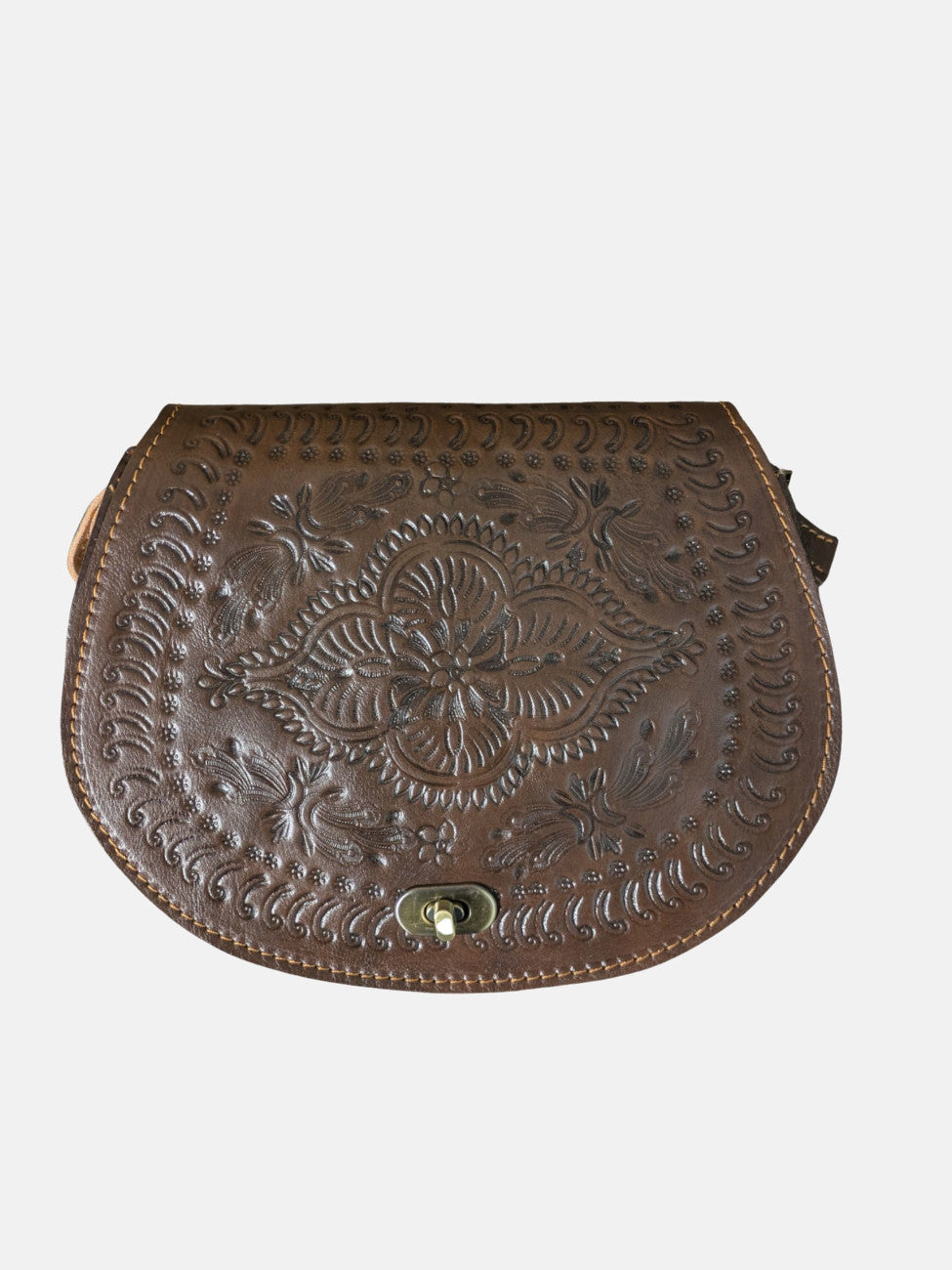 The Temara Embossed Saddle Bag in Brown