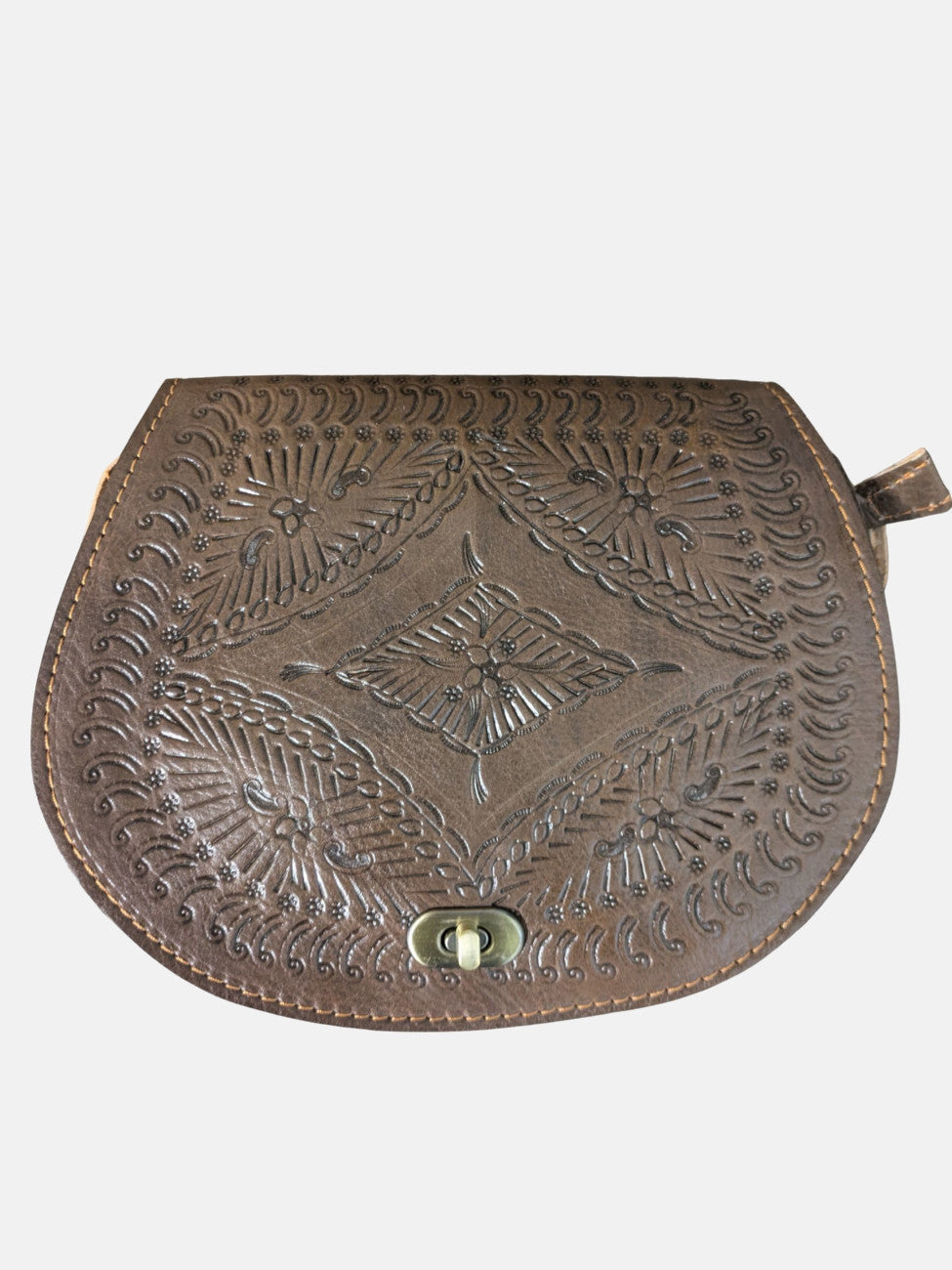 The Temara Embossed Saddle Bag in Brown