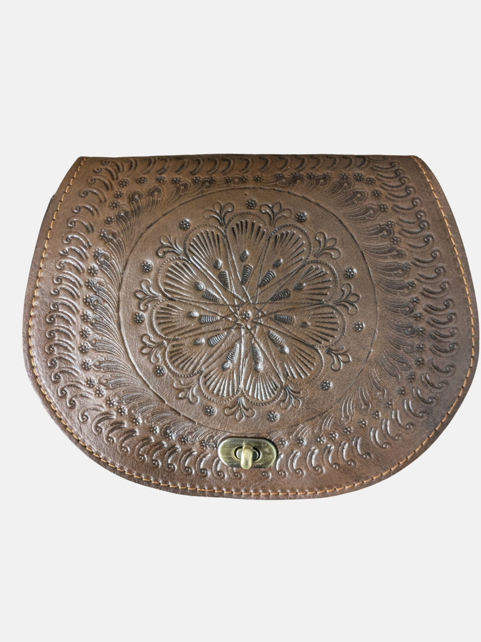 The Temara Embossed Saddle Bag in Brown