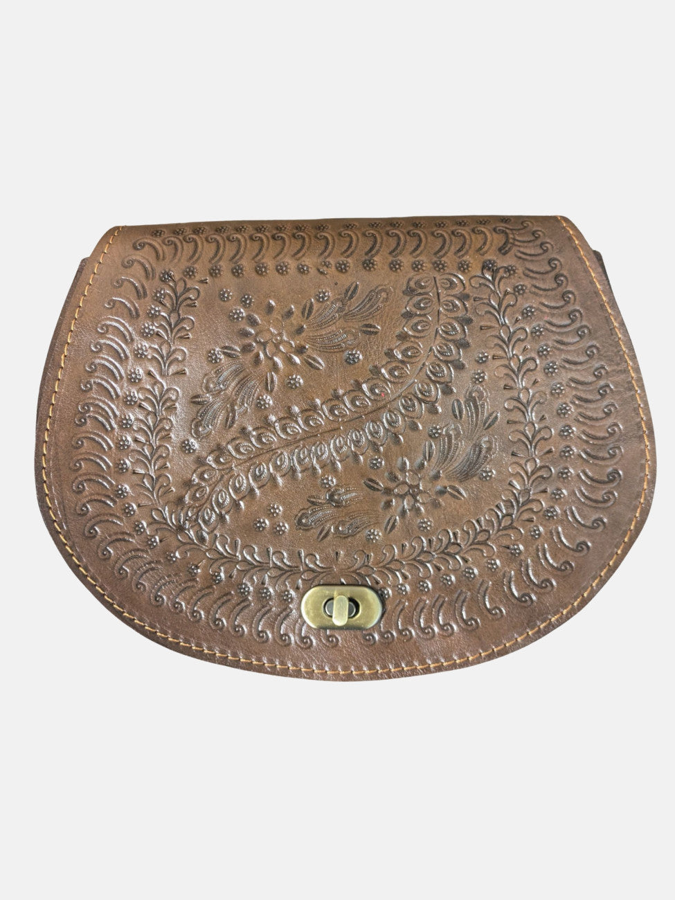 The Temara Embossed Saddle Bag in Brown