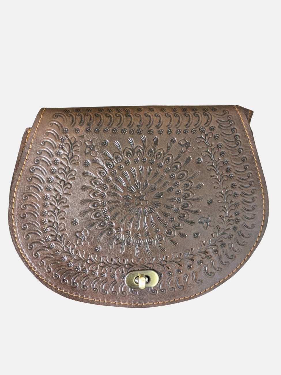 The Temara Embossed Saddle Bag in Brown