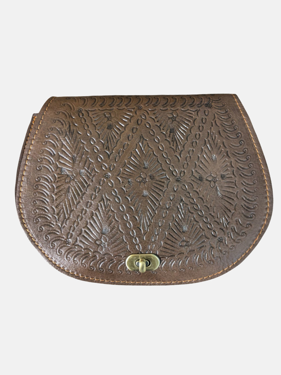The Temara Embossed Saddle Bag in Brown