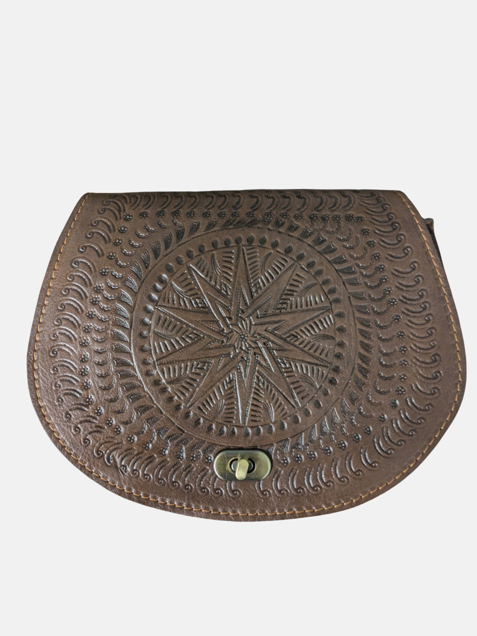 The Temara Embossed Saddle Bag in Brown