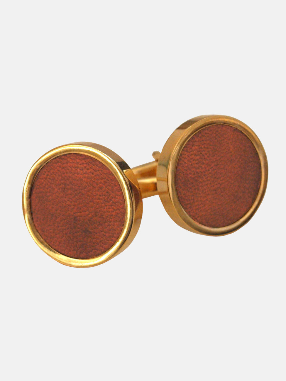 Gold Leather Cufflinks