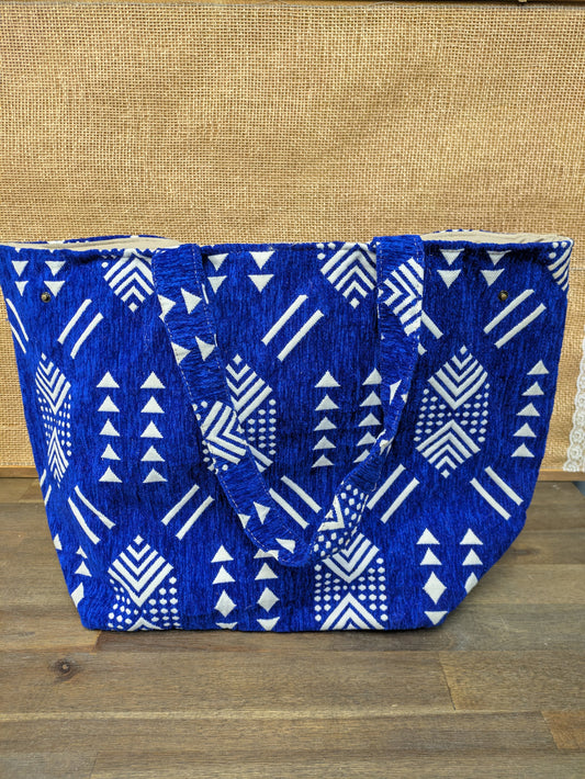 Sample - The Nador Large Expandable Fabric Tote in Blue