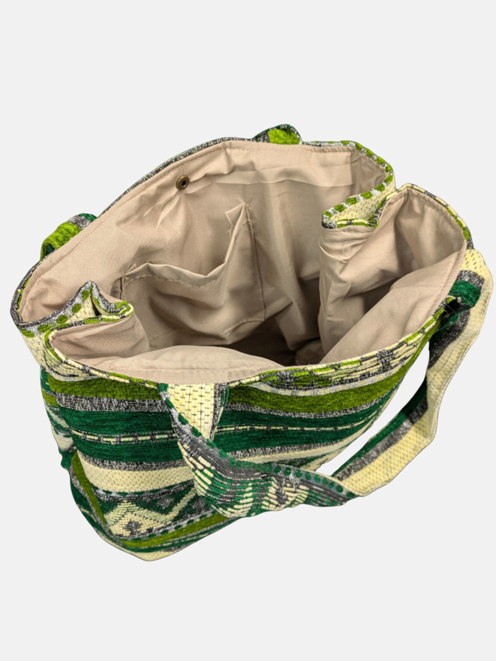 The Nador Large Expandable Fabric Tote in Green