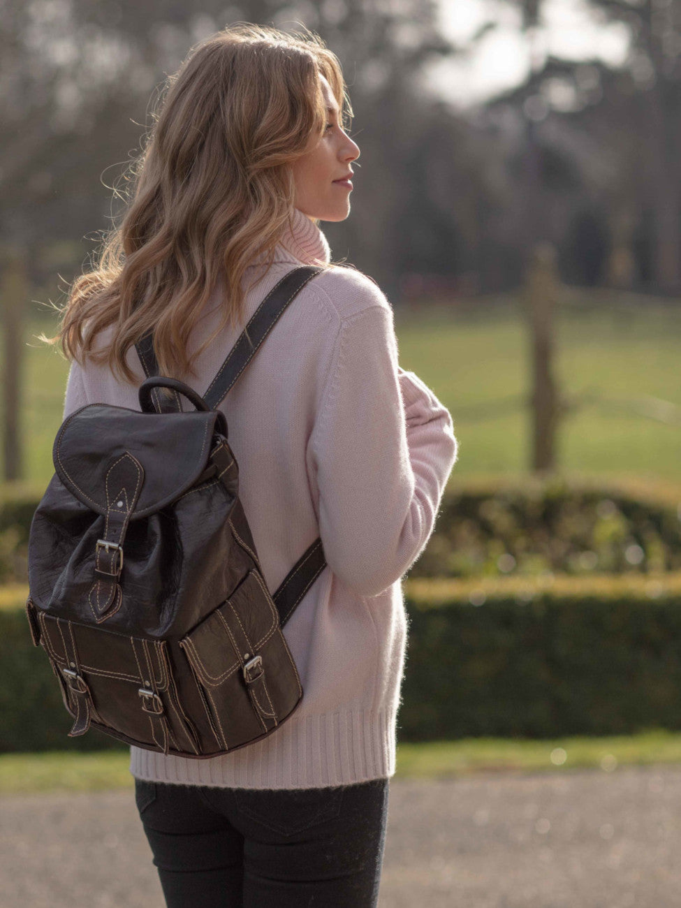 The Larache Large Rucksack in Dark Brown