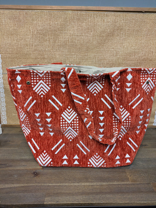 Sample - The Nador Large Expandable Fabric Tote in Terracotta