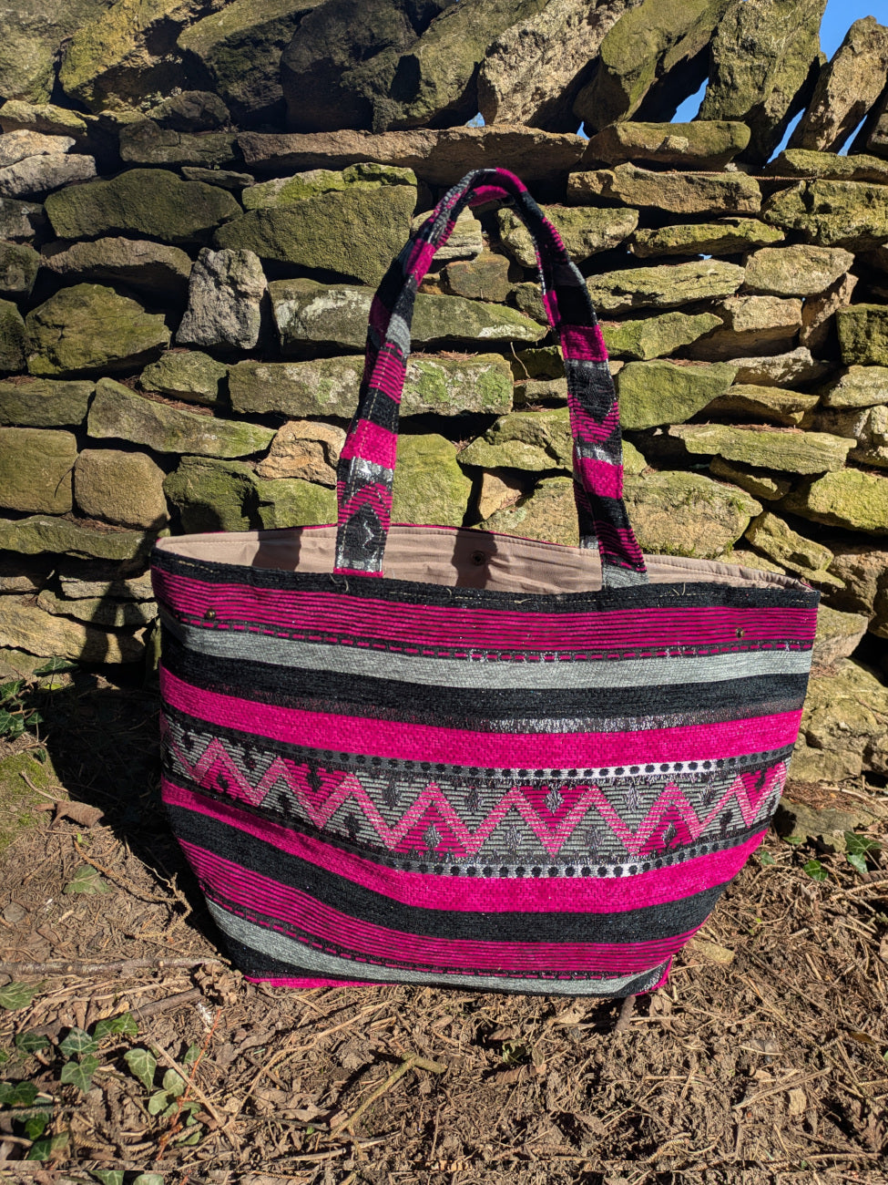 The Nador Large Expandable Fabric Tote in Pink
