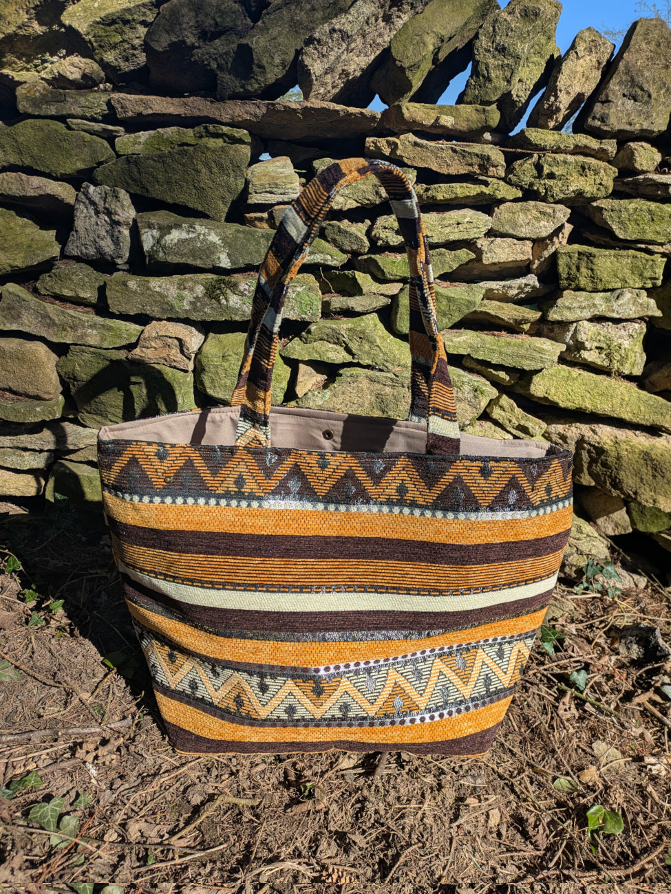The Nador Large Expandable Fabric Tote in Yellow